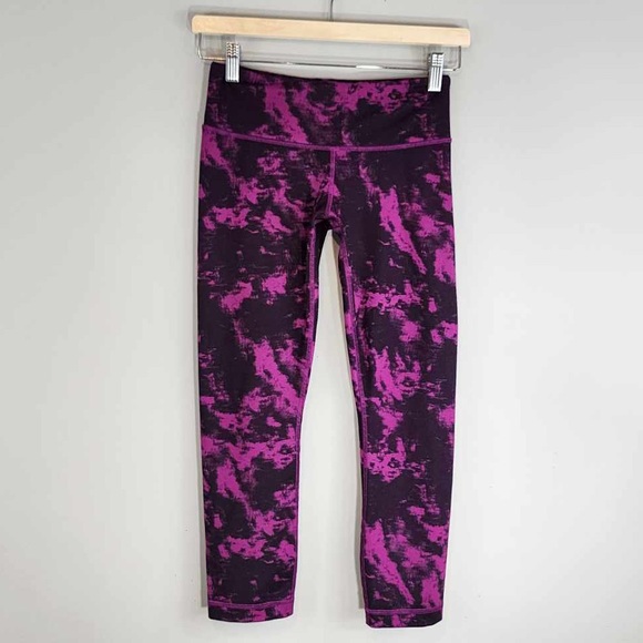 Lululemon Wunder Under Plum Tie-Dye Cropped Leggings Sz. 4 *RARE* - Picture 2 of 10